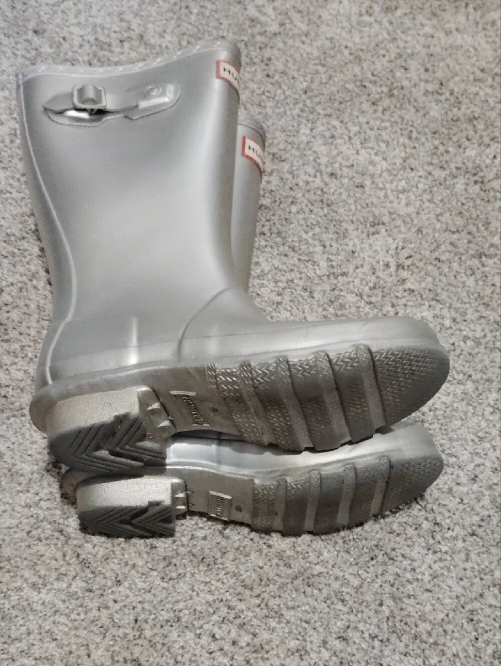 Hunter Kids Metallic Silver Tall Rain Boots